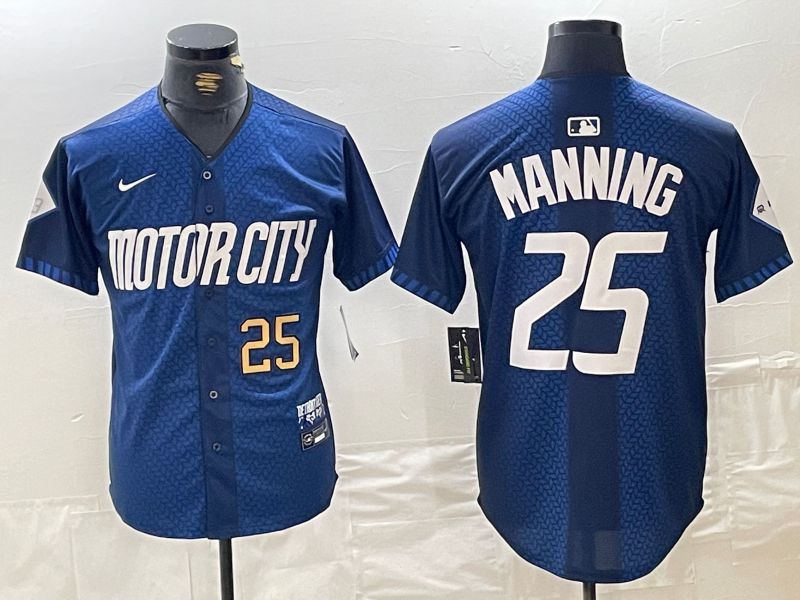 Men Detroit Tigers #25 Manning Blue City Edition Nike 2024 MLB Jersey style 3